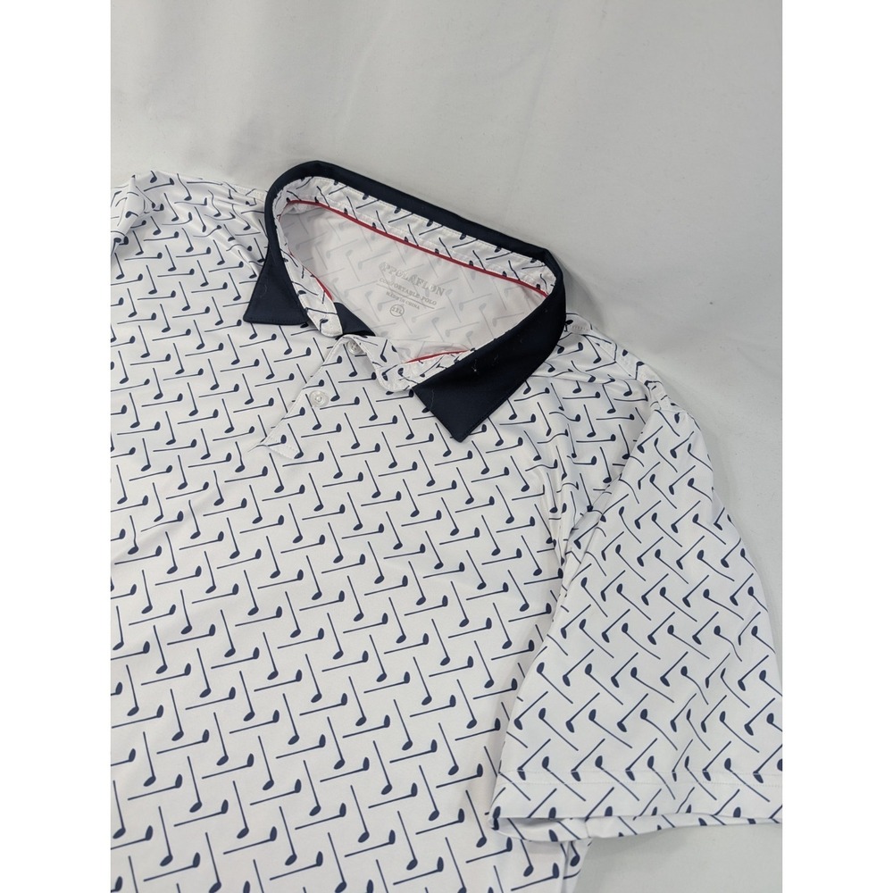 PPolaflon AOP Clubs Print Performance Polo Shirt 2XL Stretch Golf‎ All Over